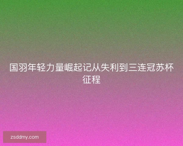 国羽年轻力量崛起记从失利到三连冠苏杯征程