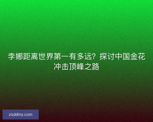 李娜距离世界第一有多远?探讨中国金花冲击顶峰之路 李娜距离世界第一有多远?探讨中国金花冲击顶峰之路