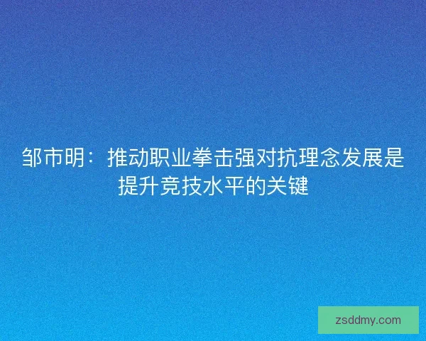 邹市明:推动职业拳击强对抗理念发展是提升竞技水平的关键 邹市明:推动职业拳击强对抗理念发展是提升竞技水平的关键