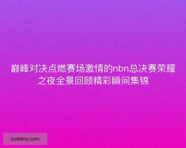 巅峰对决点燃赛场激情的nbn总决赛荣耀之夜全景回顾精彩瞬间集锦